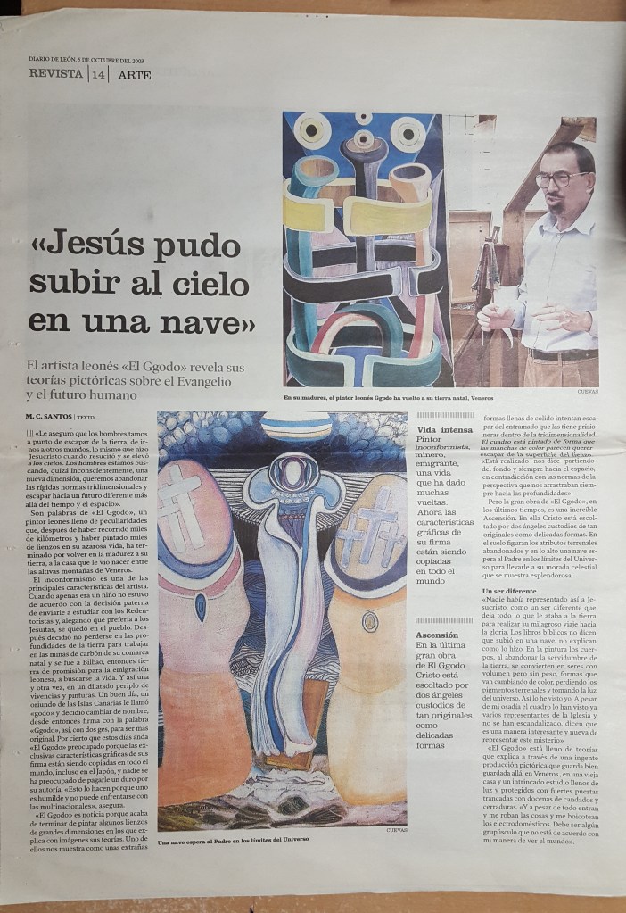Jesus pudo subir al cielo en una nave, newspaper clipping.